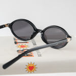 Ribotti Remake Charlie's Alex unisex sunglasses – black oval frame, black tinted lenses, slim retro 90s shape 