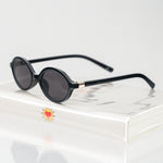 Ribotti Remake Charlie's Alex unisex sunglasses – black oval frame, black tinted lenses, slim retro 90s shape 