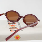 Ribotti Remake Charlie's Dylan unisex sunglasses – burgundy oval frame, brown tinted lenses, slim retro 90s shape 