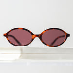 Ribotti Remake Charlie's Nat unisex sunglasses – tortoiseshell oval frame, burgundy tinted lenses, slim retro 90s shape 
