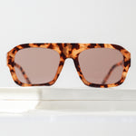 Ribotti Remake Club Angel unisex sunglasses - oversized aviator tortoiseshell frame, burgundy tinted lenses, retro 90s style 
