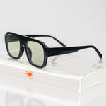 Ribotti Remake Club Marla unisex sunglasses - oversized aviator black frame, green tinted lenses, retro 90s style 