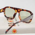 Ribotti Remake Club Tayler unisex sunglasses - oversized aviator tortoiseshell frame, green tinted lenses, retro 90s style 