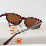 Ribotti Remake Freaky Pink sunglasses - unisex burgundy oval frame, square angles, brown tinted lenses, slim retro chic 90s style 