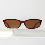 Ribotti Remake Freaky Pink sunglasses - unisex burgundy oval frame, square angles, brown tinted lenses, slim retro chic 90s style 