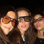 Ribotti Remake Freaky Slip sunglasses - unisex tortoiseshell oval frame, square angles, blue tinted lenses, slim retro chic 90s style 