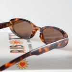Ribotti Remake Girls Cady unisex sunglasses - oval cat-eye tortoiseshell frame, vintage 90s chic style, brown tinted lenses 