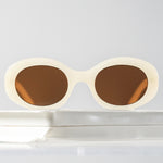 Ribotti Remake Kurt unisex sunglasses - 90s grunge style, oval ivory frame, brown tinted lenses