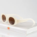 Ribotti Remake Kurt unisex sunglasses - 90s grunge style, oval ivory frame, brown tinted lenses