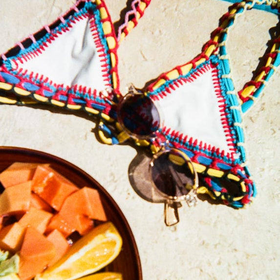 Ribotti Remake Léon Lepro unisex sunglasses - timeless minimalist 90s style, round clear frame, blue tinted lenses 