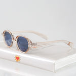 Ribotti Remake Léon Lepro unisex sunglasses - timeless minimalist 90s style, round clear frame, blue tinted lenses 