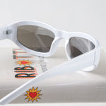 Ribotti Remake Men in Dark unisex sunglasses - grey rectangular oval frame, grey tinted mirror lenses, retro-futuristic minimalist 2000s style