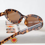 Ribotti Remake Princess Diaries unisex sunglasses - retro 90s style, oval cat-eye tortoiseshell frame, brown tinted lenses 