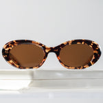 Ribotti Remake Princess Diaries unisex sunglasses - retro 90s style, oval cat-eye tortoiseshell frame, brown tinted lenses 