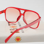 Ribotti Remake Puff Blossom unisex sunglasses – red oversized aviator frame, red tinted lenses, slim retro 90s/2000s style 