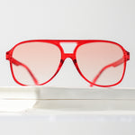 Ribotti Remake Puff Blossom unisex sunglasses – red oversized aviator frame, red tinted lenses, slim retro 90s/2000s style 