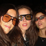 Ribotti Remake Puff Buttercup unisex sunglasses – black oversized aviator frame, orange tinted lenses, slim retro 90s/2000s style 