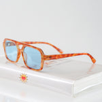 Ribotti Remake Pulp Butch unisex sunglasses - retro 90s style, aviator tortoiseshell frame, blue tinted lenses 