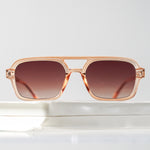 Ribotti Remake Pulp Honey unisex sunglasses - retro 90s style, aviator translucent rose frame, rose tinted lenses 
