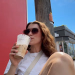 Ribotti Remake Pulp Honey unisex sunglasses - retro 90s style, aviator translucent rose frame, rose tinted lenses 