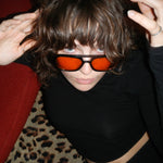 Ribotti Remake Pulp Jules unisex sunglasses - retro 90s style, aviator black frame, orange tinted lenses 