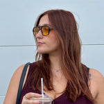 Ribotti Remake Pulp Pumpkin unisex sunglasses - retro 90s style, aviator tortoiseshell frame, orange tinted lenses 