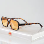 Ribotti Remake Pulp Pumpkin unisex sunglasses - retro 90s style, aviator tortoiseshell frame, orange tinted lenses 