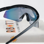 Ribotti Remake Racing Gilles unisex sunglasses – retro 90s sport style, black oversized frame, multicolor tinted mirror lenses 