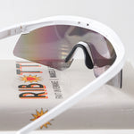 Ribotti Remake Racing Jacques unisex sunglasses – retro 90s sport style, white oversized frame, multicolor tinted mirror lenses 