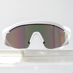 Ribotti Remake Racing Jacques unisex sunglasses – retro 90s sport style, white oversized frame, multicolor tinted mirror lenses 