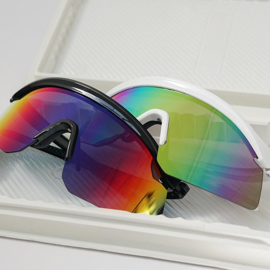 Ribotti Remake Racing unisex sunglasses – retro 90s sport style, oversized frame, tinted mirror lenses