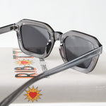 Ribotti Remake Road Trip Hal unisex sunglasses - vintage 90s style, grey square frame, grey tinted lenses 