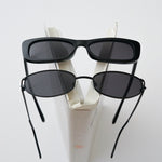 Ribotti Remake Spy unisex sunglasses - black frame, black tinted lenses, retro-futuristic minimalist 2000s style