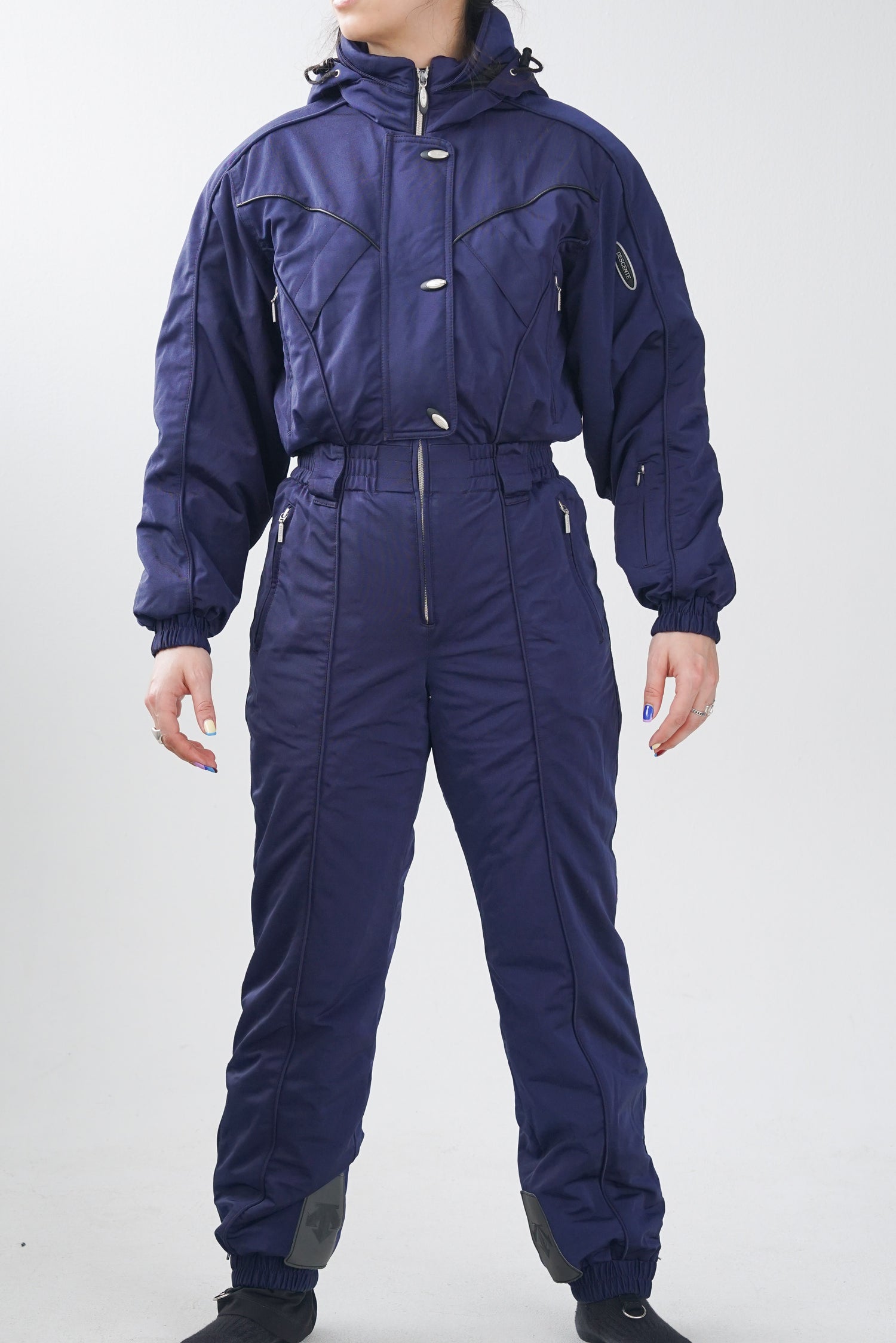 One piece vintage 90s Descente, ski suit bleu marin pour femme taille 8 (XS-S)