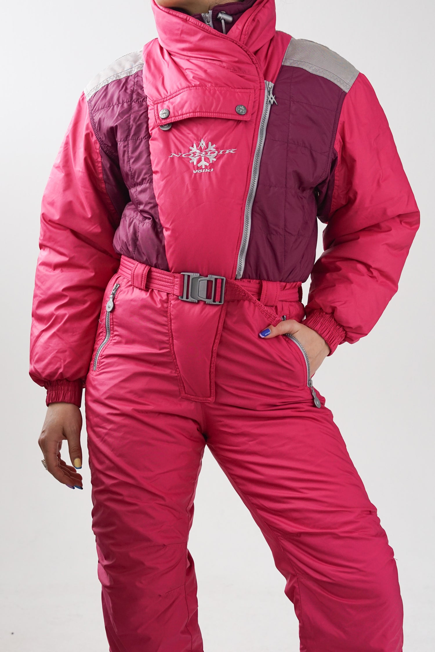 Habit de ski très chaud vintage 90s Volki, ski suit rose pour femme taille 10 (S)