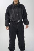 Charger l&#39;image dans la galerie, One piece vintage Etirel ski suit, snow suit noir avec métallique unisex taille XXL
