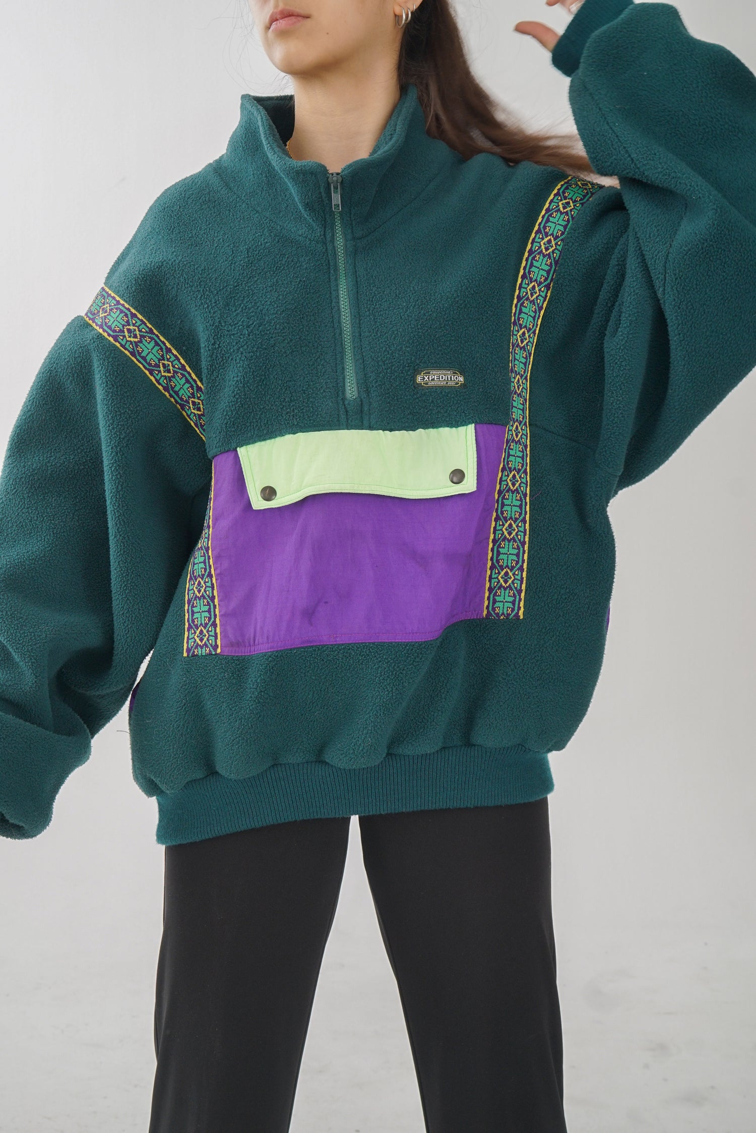 Polar rétro 80s kangourou vert forêt Polar Plus unisexe taille L-XL