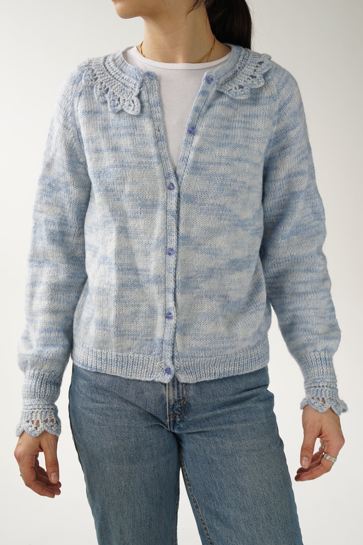 Vintage handmade knitted light blue vest size S