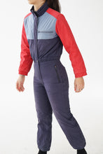 Charger l&#39;image dans la galerie, One piece Elho ski suit snow suit bleu marin avec rouge et gris unisexe taille 38 (XS)
