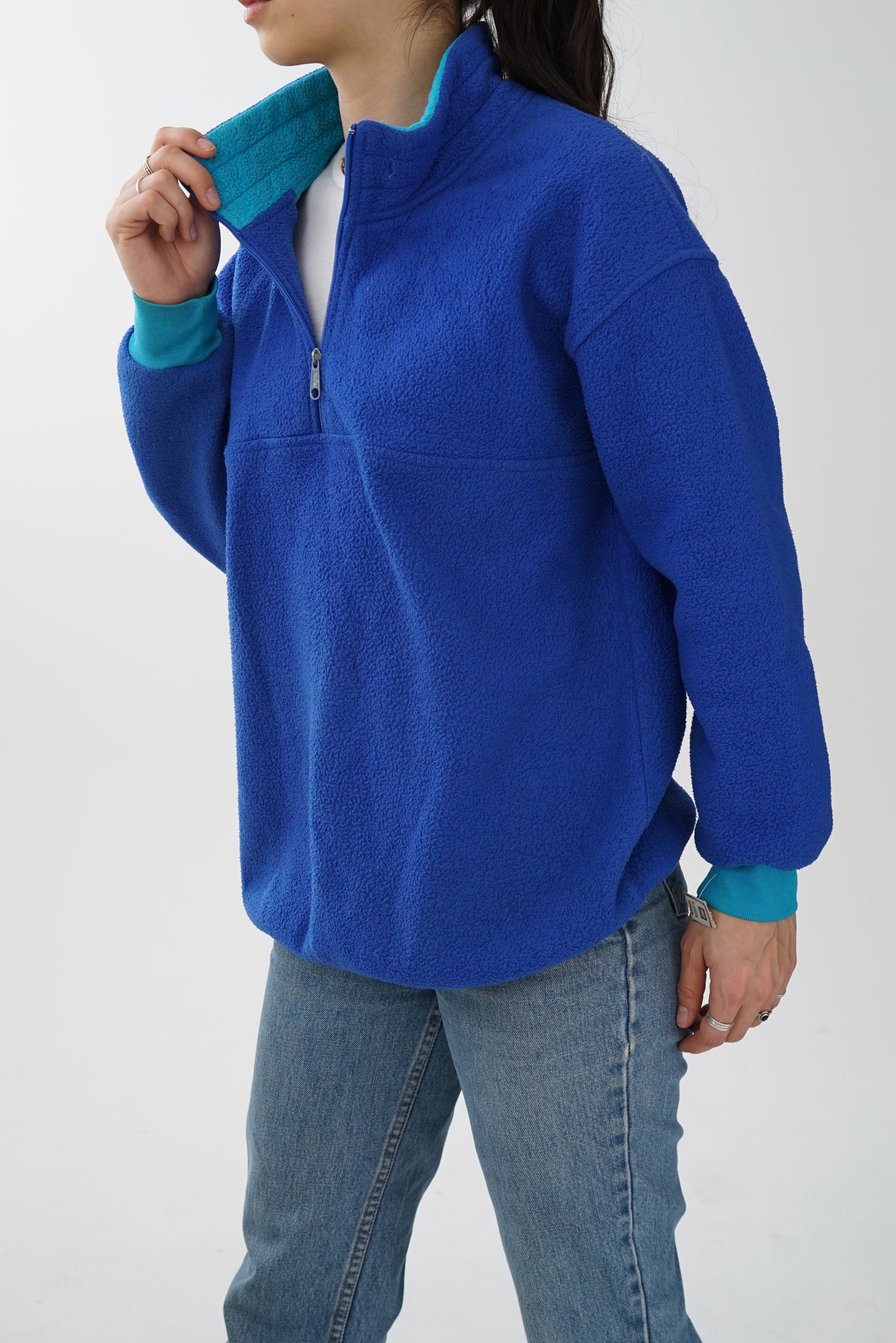 Polar vintage half zip bleu pour femme taille M