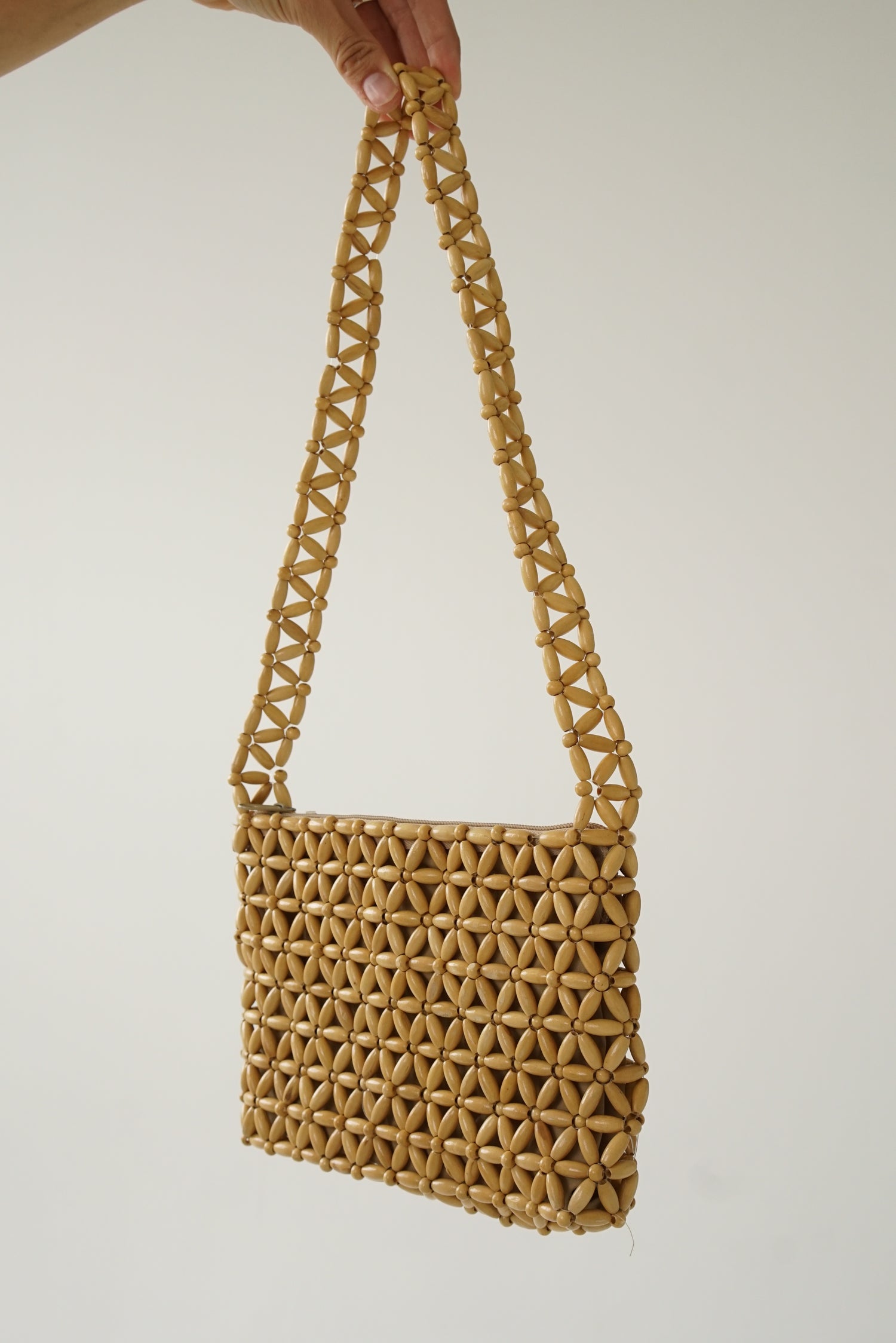Sac à main rectangle en bille de bois