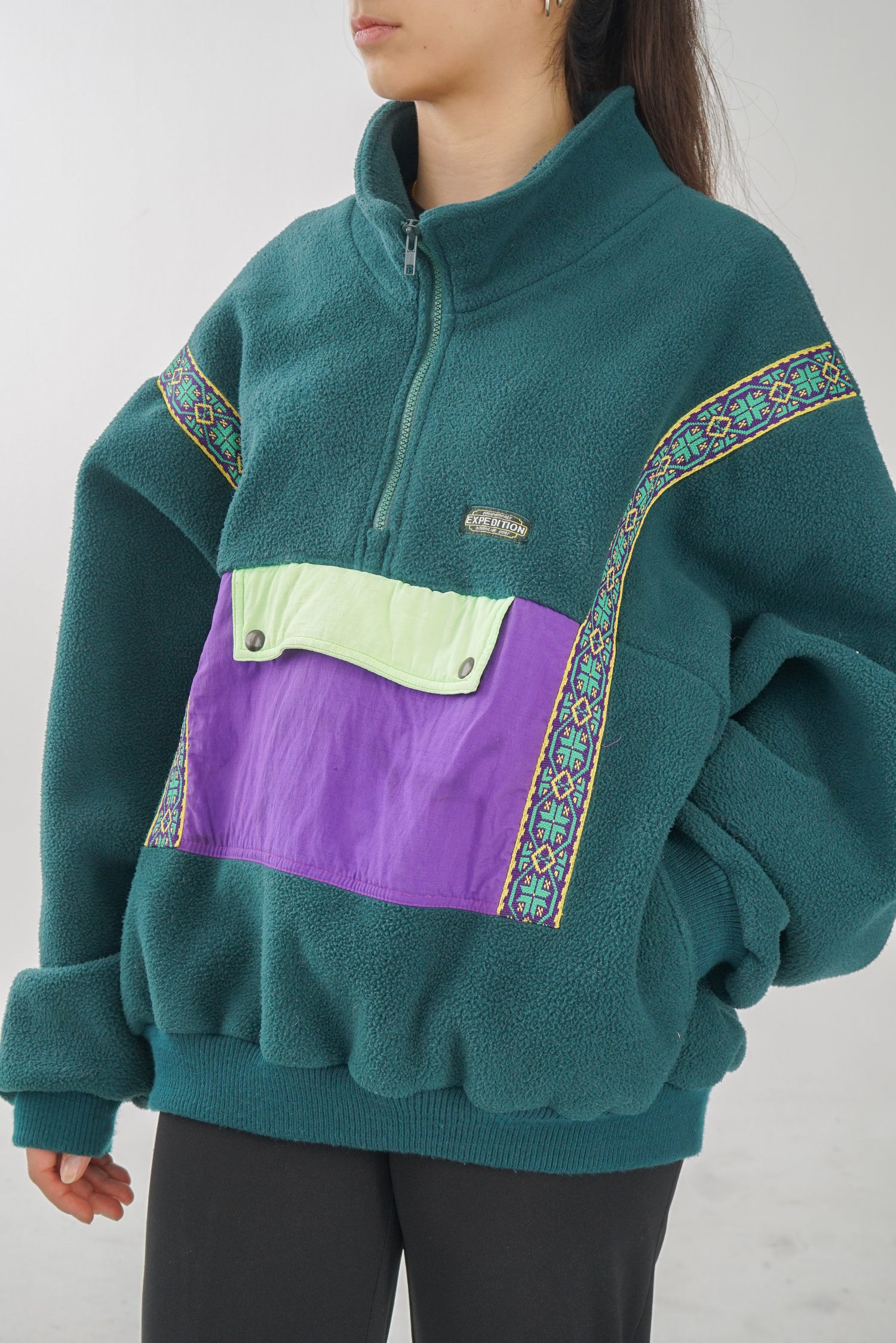 Polar rétro 80s kangourou vert forêt Polar Plus unisexe taille L-XL