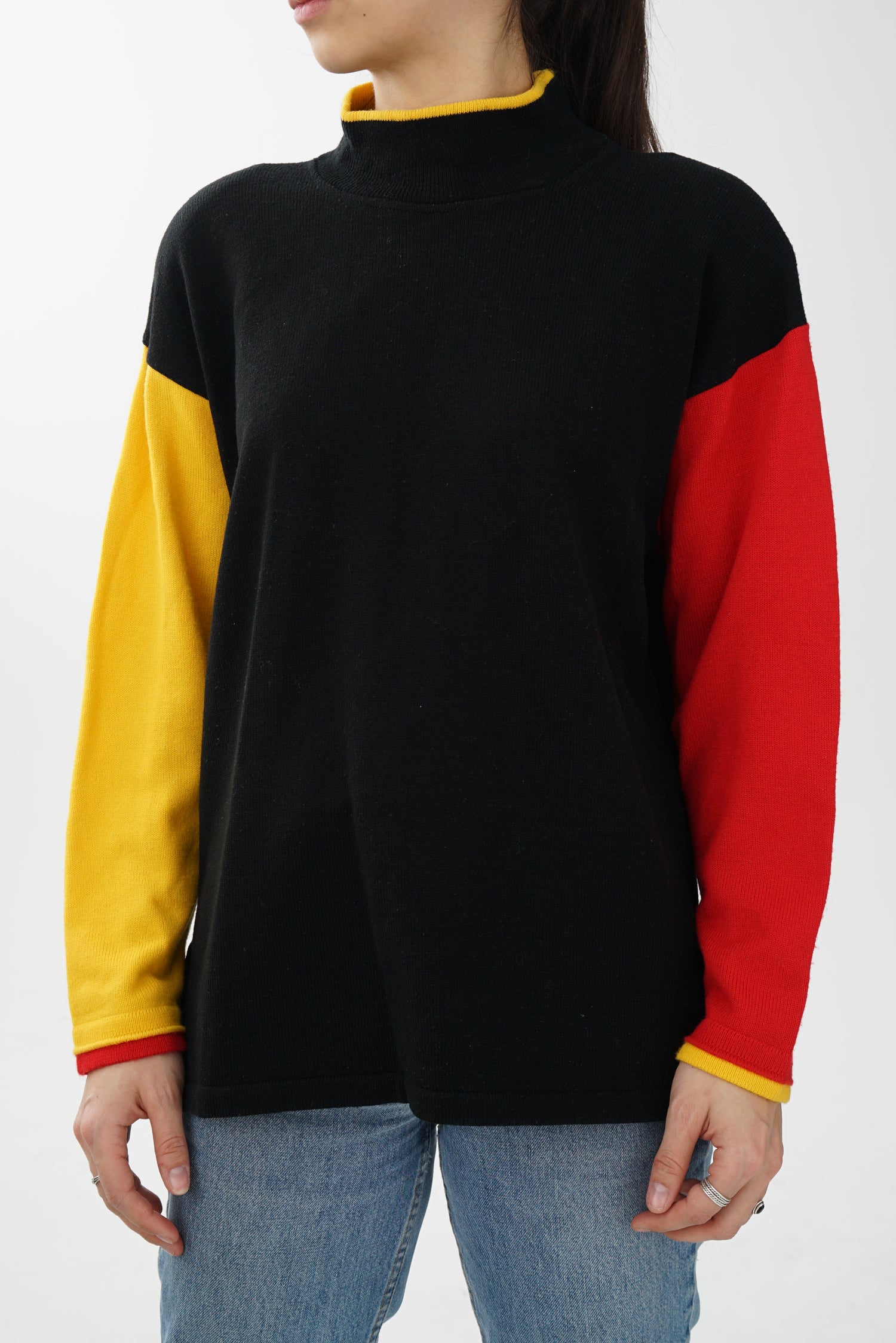 Chandail col roulé à épaulette vintage Le Château pour femme taille S (feel comme un M)