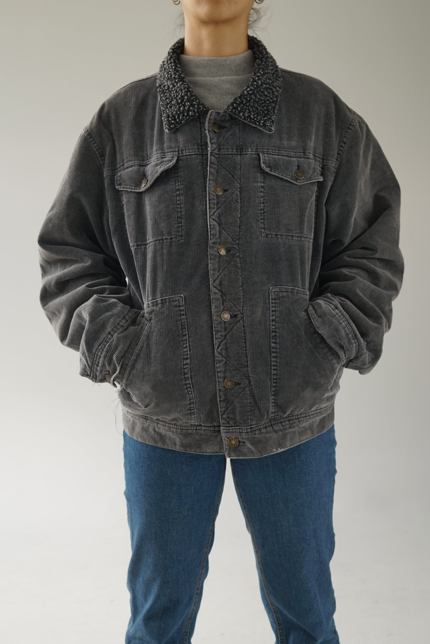 Manteau léger corduroy gris taille medium