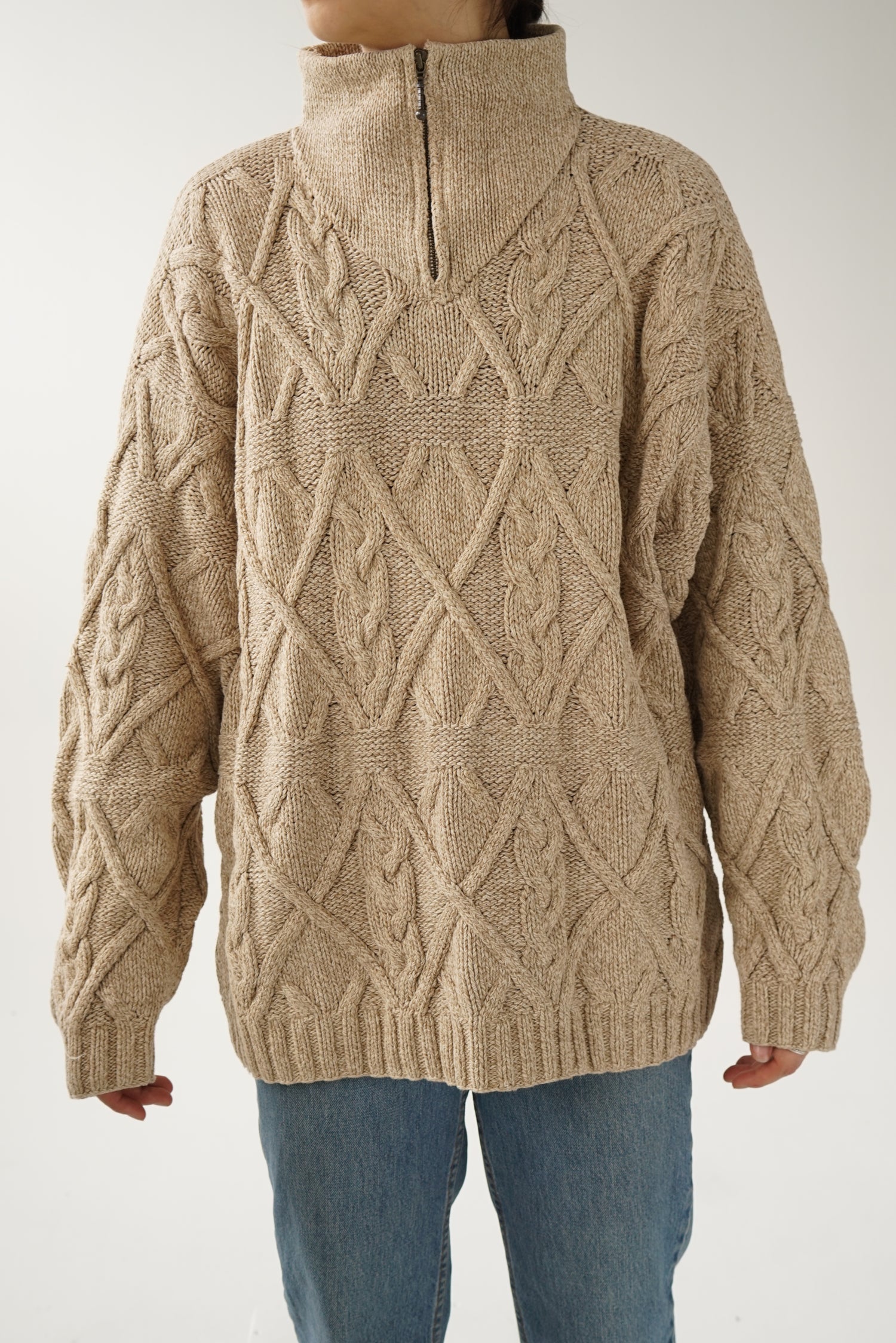 Tricot à zip vintage Tommy Hilfiger fait à la main XXL