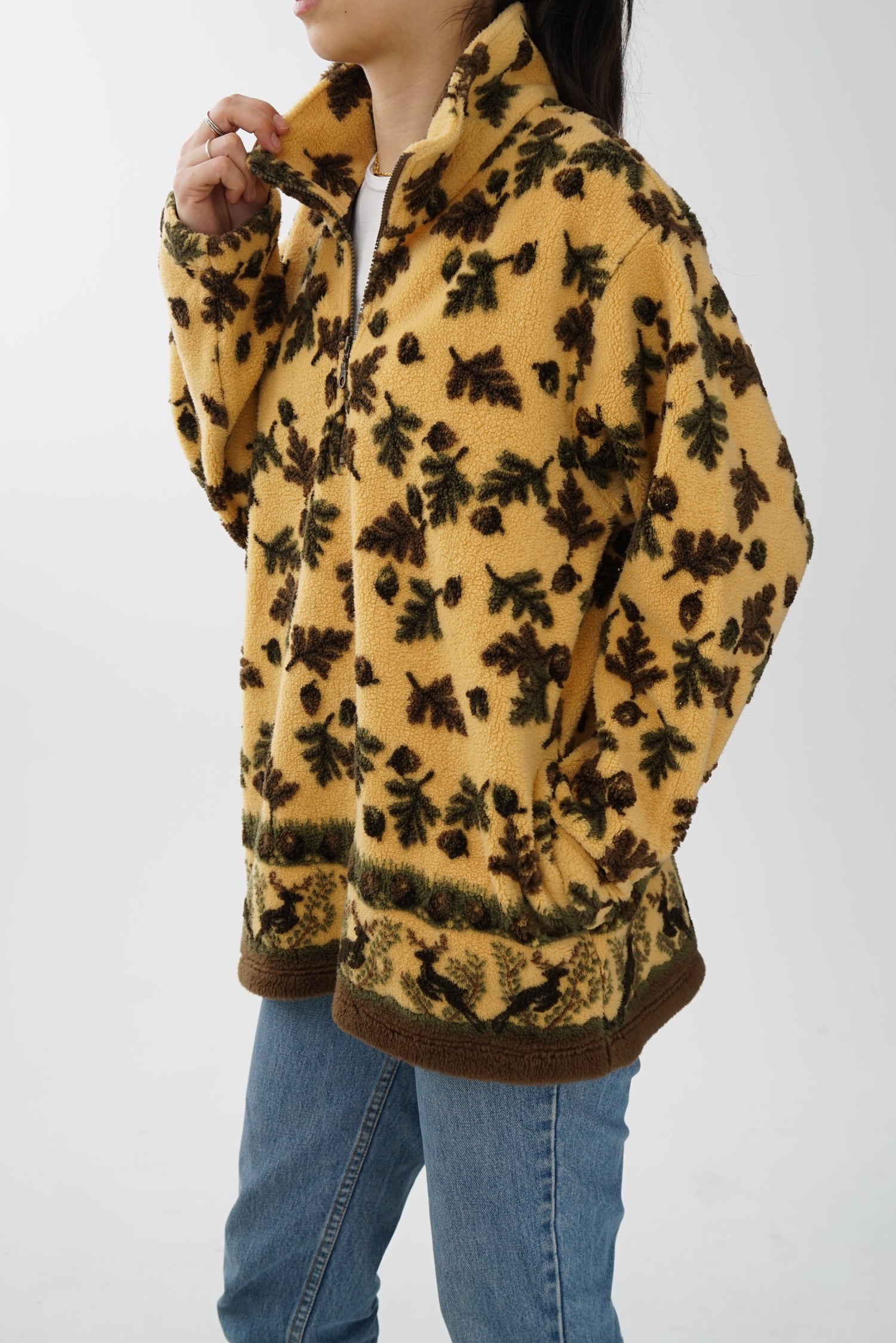 Polar half zip vintage brun et beige fait au Canada unisex taille M
