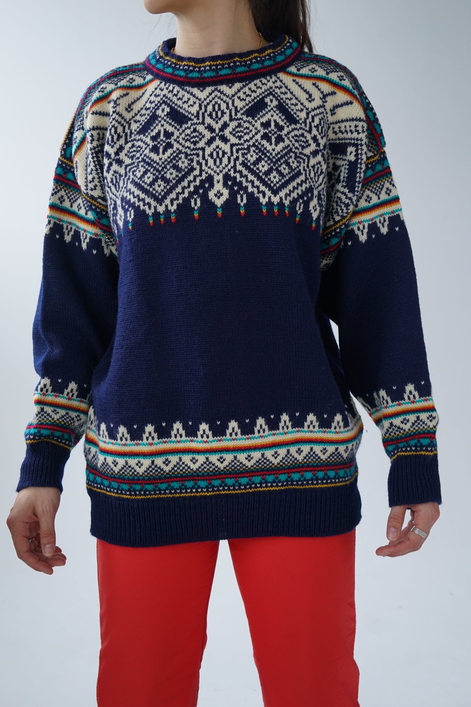 Magnifique chandail en laine vierge Dale of Norway aux couleurs retro pour homme taille L