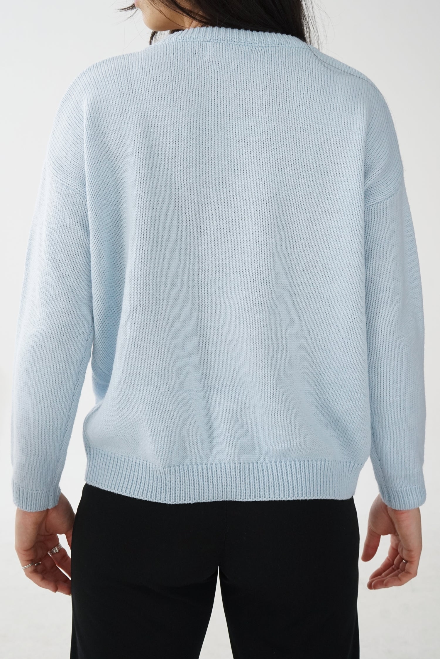Tricot Free Valley bleu ciel avec motifs de nuage pour femme taille M