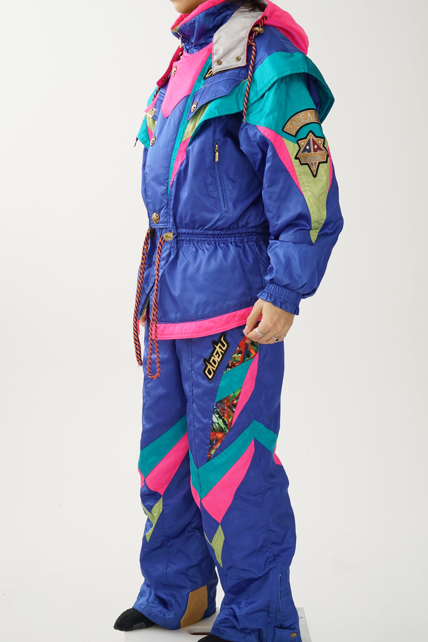 Extremely rare vintage two pieces Korean ski suit, metallic, neon and detailed snow suit for men size S-M