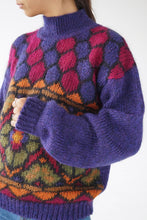 Charger l&#39;image dans la galerie, Chandail tricot en mohair avec motifs unisex taille M
